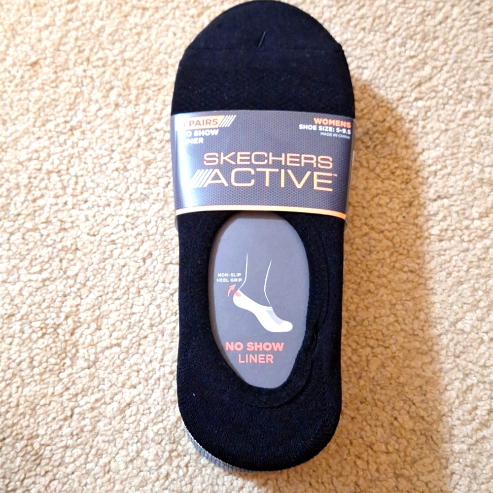 NWT 8pair Skechers Active No Show Liner Socks, Med Size, Non Slip Heel